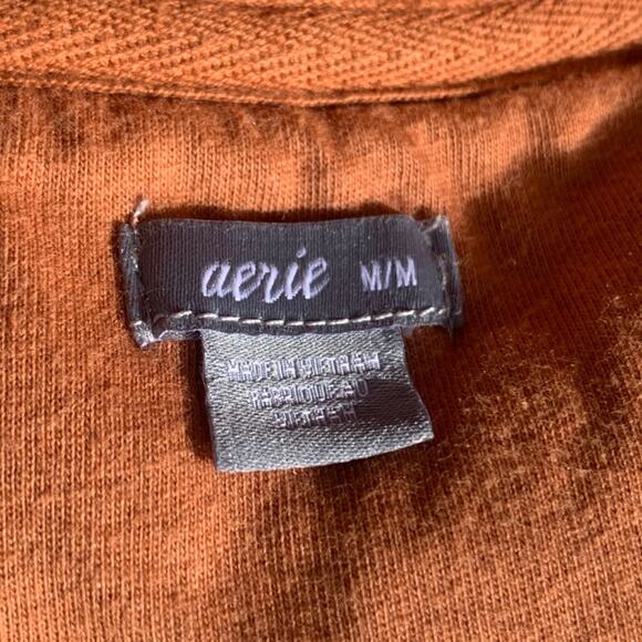 Aerie cloud Sherpa oversized pullover sweatshirt brown tan snap fleece brown M - Picture 3 of 15